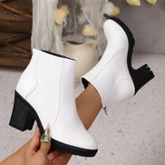 Rovena Damen Mid-Calf Boots mit Reißverschluss und Blockabsatz
