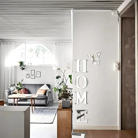 Mirano Wanddekoration – 3D-Spiegel-Wandaufkleber „HOME“