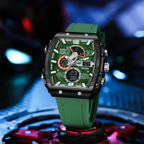 Herren Armbanduhr mit Analog-Digital-Anzeige und LED-Beleuchtung