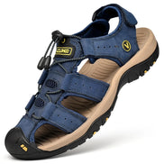 Veltrano Herren Ledersandalen mit Klettverschluss