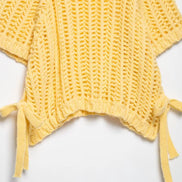 Avelisse Damen Strickpullover mit Schleife und Kurzen Ärmeln