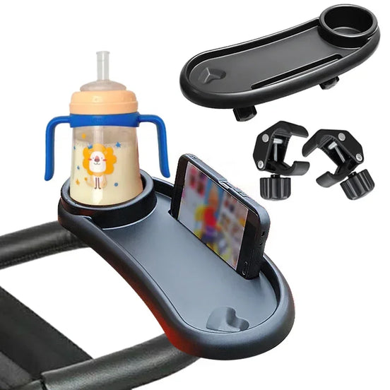 3-in-1 Kinderwagen-Tablett mit Flaschenhalter und Handyhalter – TinyTray