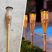 Solar-Gartenfackeln mit Flammenlichteffekt im 5er-Set für den Außenbereich
