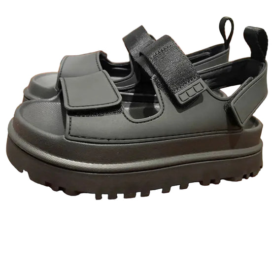 Lorvessa Damen Plateau Sandalen mit Keilabsatz und Knöchelriemen