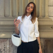 Damen Cropped Blazer mit Kurzarm – Alvéra