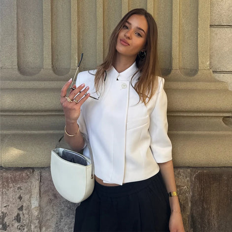 Damen Cropped Blazer mit Kurzarm – Alvéra