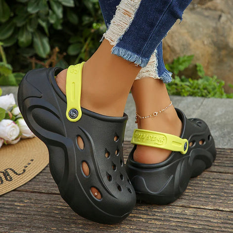 Veloria Damen Plateau Clogs mit Keilsohle aus EVA