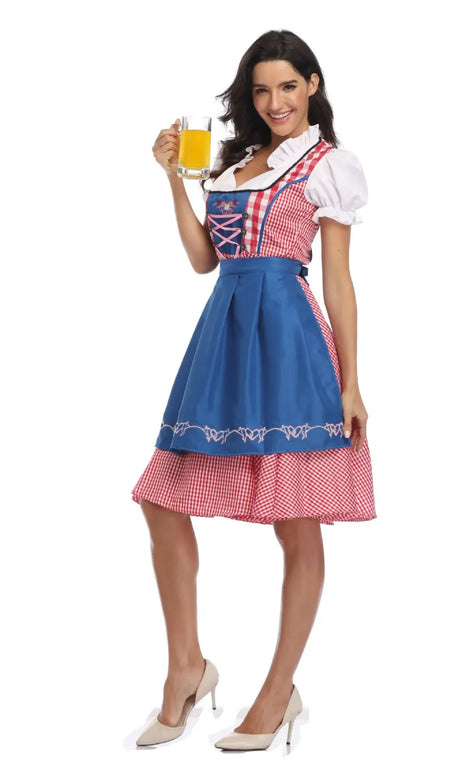 Dirndl Kleid mit Schürze für Damen im traditionellen Oktoberfest-Stil – Almoria