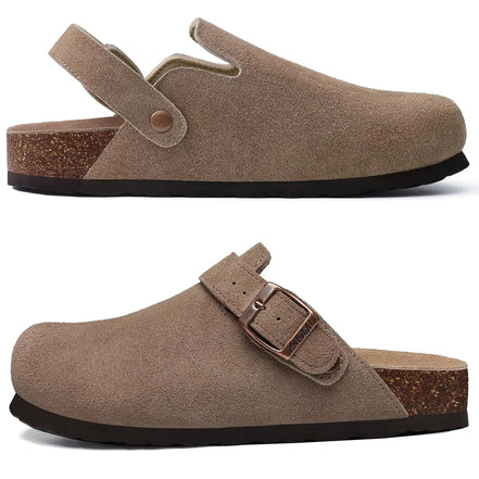 Velmora Unisex Clogs mit Korkfußbett und verstellbarem Riemen