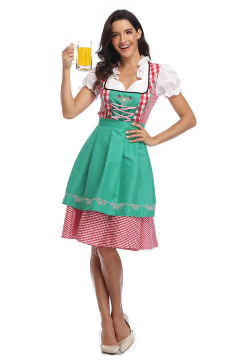 Dirndl Kleid mit Schürze für Damen im traditionellen Oktoberfest-Stil – Almoria