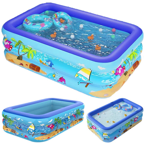 AquaMira Aufblasbarer Familienpool aus PVC mit Rechteckigem Design