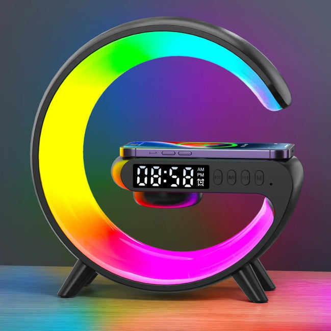 Multifunktionale kabellose Ladestation mit RGB-Licht und Bluetooth-Lautsprecher