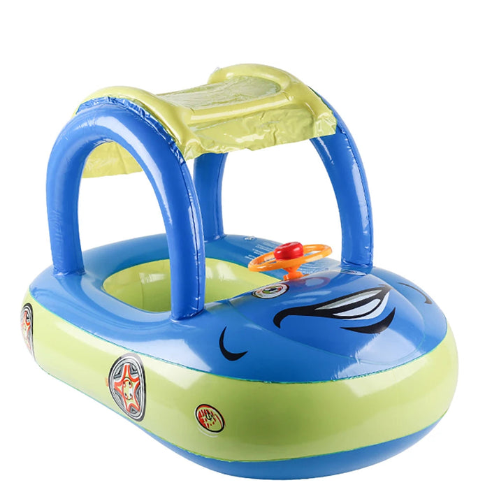 Carmello Aufblasbarer Kinder Schwimmring mit Auto-Design und Sonnendach