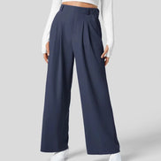 Velmoria Damen Karohose mit weitem Bein und hoher Taille