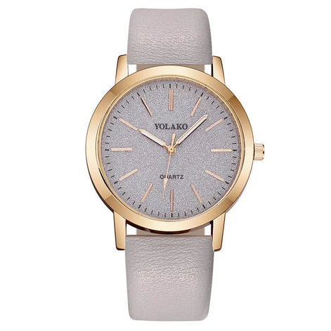 Analoge Damen Quarzuhr mit rundem Gehäuse und Lederarmband