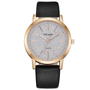 LunaDial Leather Watch – Quarz-Armbanduhr mit rundem Gehäuse