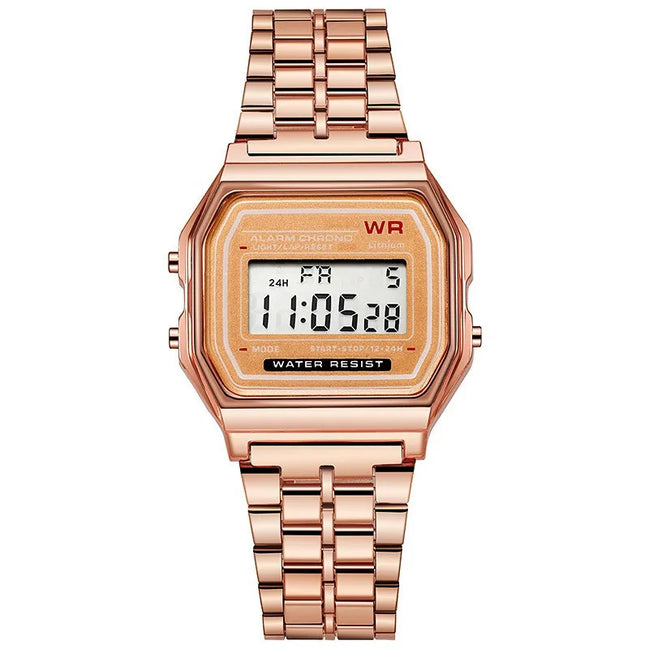 Nexiro Herren Digitaluhr mit rechteckigem Gehäuse und Metallarmband