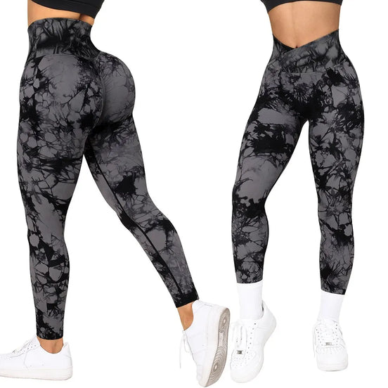 Norevia Damen Leggings mit elastischem Bund und Stretchmaterial