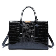Damen Tote Bag aus PU mit Kroko-Prägung und Reißverschluss