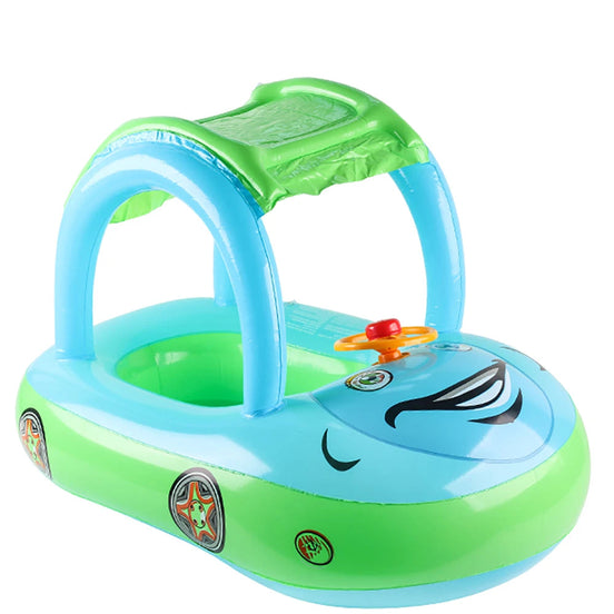 Carmello Aufblasbarer Kinder Schwimmring mit Auto-Design und Sonnendach