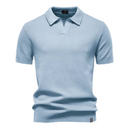 Calviro Polo Herren kurzarm Polyester Viskose Kragen mit Knopfleiste einfarbig