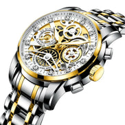 Virexon Herren Armbanduhr mit mechanischem Uhrwerk und Skelett-Zifferblatt
