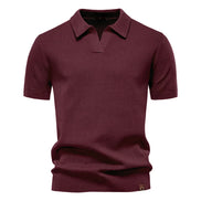Calviro Polo Herren kurzarm Polyester Viskose Kragen mit Knopfleiste einfarbig