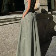 Damen Ärmelloses Midikleid mit Plisseefalten und Reißverschluss – Elanora