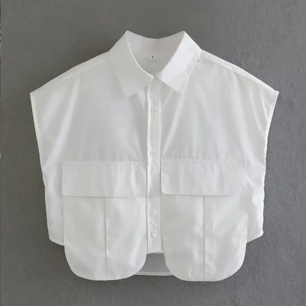 Eloria Damen Cropped Bluse mit Knopfleiste