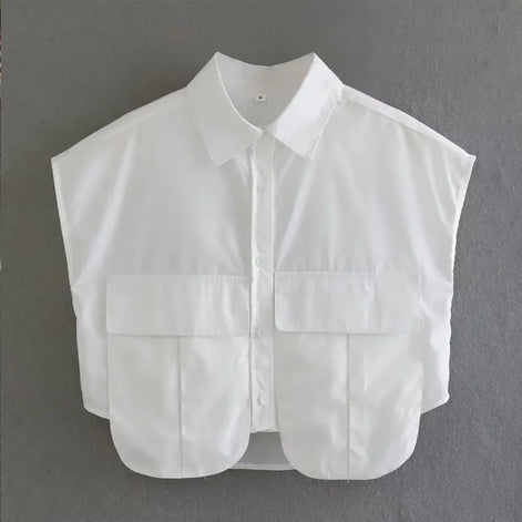 Eloria Damen Cropped Bluse mit Knopfleiste
