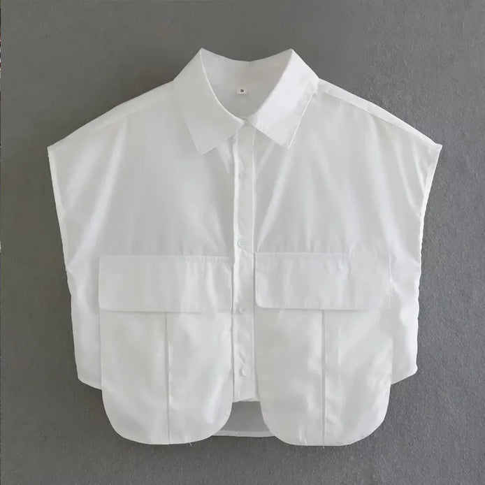 Eloria Damen Cropped Bluse mit Knopfleiste