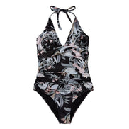 Elmarella Damen Badeanzug mit Halterneck und Taillendetails