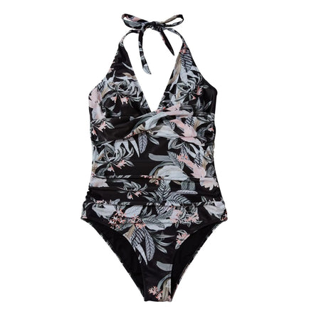 Elmarella Damen Badeanzug mit Halterneck und Taillendetails