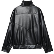 Damen Cropped Bomberjacke in Kunstleder-Optik mit Reißverschluss – Valenna