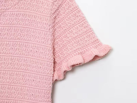 Kurzarm Strickcardigan mit Knopfleiste für Damen – LioraBelle