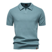 Calviro Polo Herren kurzarm Polyester Viskose Kragen mit Knopfleiste einfarbig