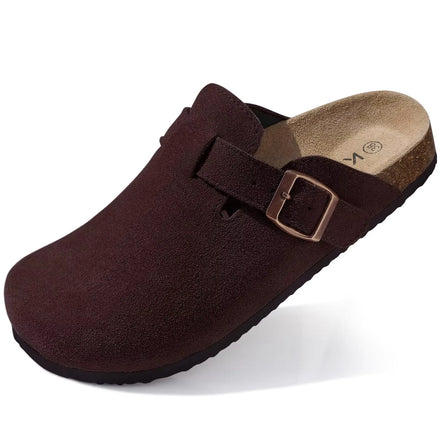 Marivelle Unisex Clogs aus Veloursleder mit Korkfußbett