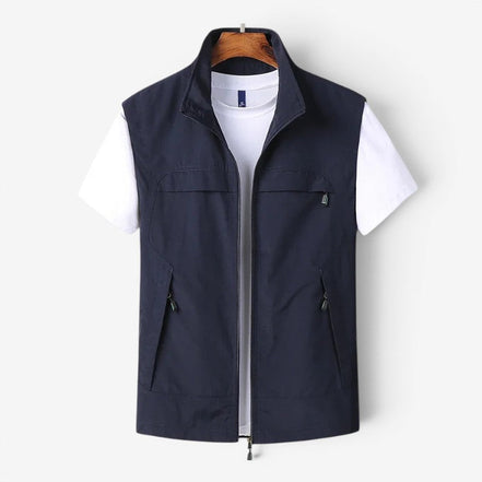 Varex Herren Utility Weste mit Stehkragen und Reißverschluss