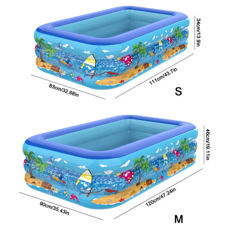 AquaMira Aufblasbarer Familienpool aus PVC mit Rechteckigem Design