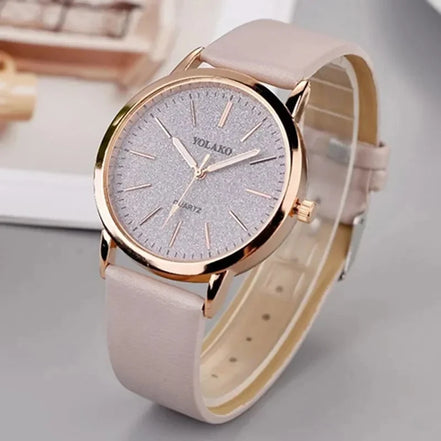 LunaDial Leather Watch – Quarz-Armbanduhr mit rundem Gehäuse