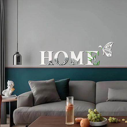 Mirano Wanddekoration – 3D-Spiegel-Wandaufkleber „HOME“