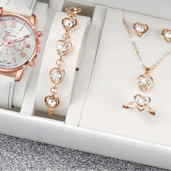 Varela Schmuckset – Set mit analoger Quarzuhr und variierendem Zubehör