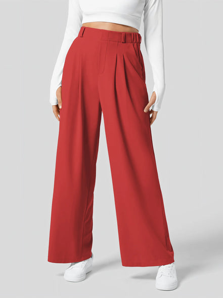 Velmoria Damen Karohose mit weitem Bein und hoher Taille