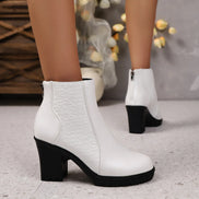 Rovena Damen Mid-Calf Boots mit Reißverschluss und Blockabsatz