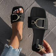 Flache Damen-Slipper mit eckiger Zehenpartie – Solevia