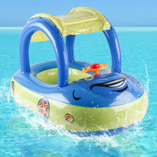 Carmello Aufblasbarer Kinder Schwimmring mit Auto-Design und Sonnendach