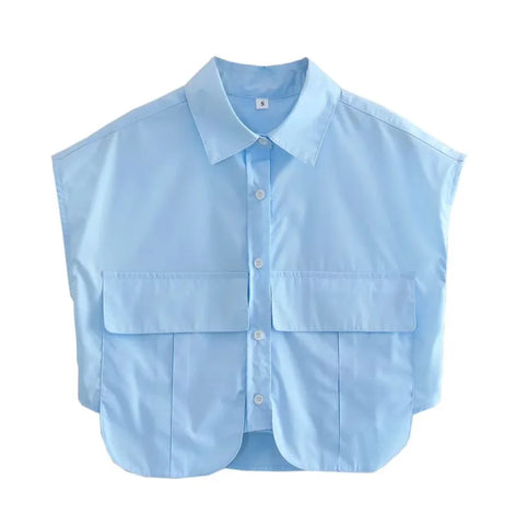 Eloria Damen Cropped Bluse mit Knopfleiste