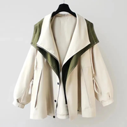 Calviro Trenchcoat mit Kapuze und Knopfverschluss in langer Passform für Alltag und Freizeit