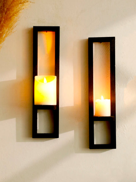 Velvara Wandkerzenhalter aus Holz mit Ablagefläche