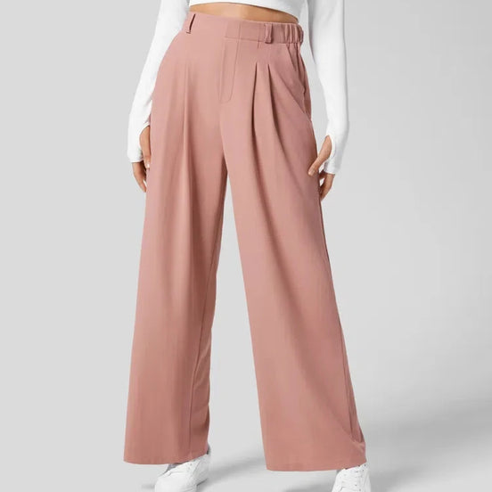 Velmoria Damen Karohose mit weitem Bein und hoher Taille
